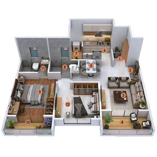 Legend Aaradhyam Hinjewadi 2 BHK Floor Plan Image