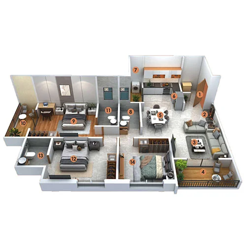 Legend Aaradhyam Hinjewadi 3 BHK Floor Plan Image
